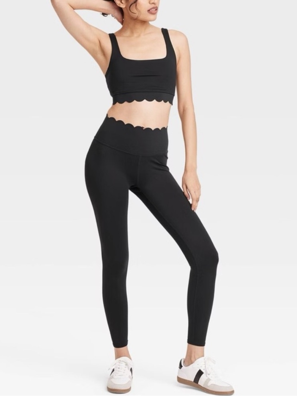 Joy Lab Black Scalloped High-Waist Leggings - Women